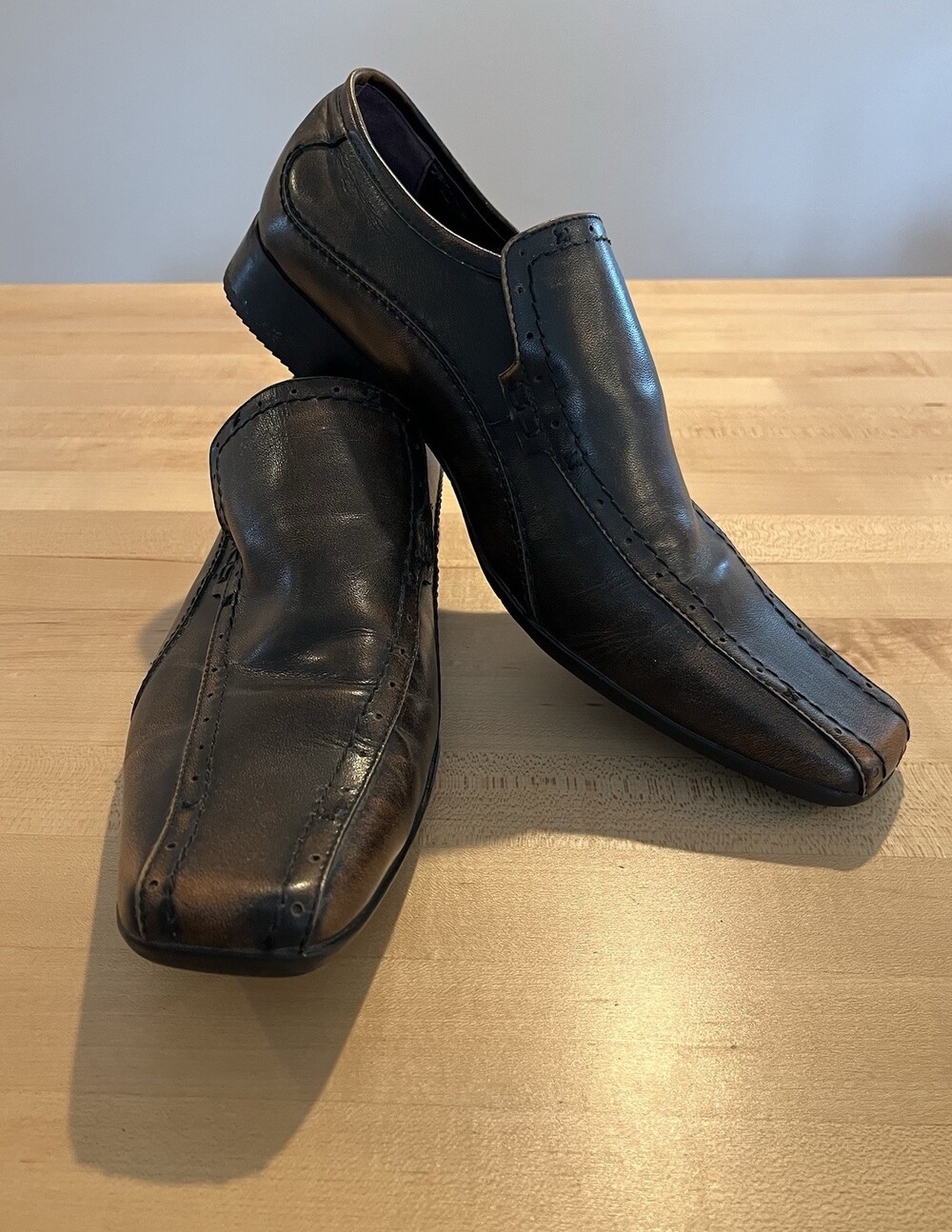 Guess by Marciano Shoes Mens 10.5 Leather Slip On Square Toe Casual Brown